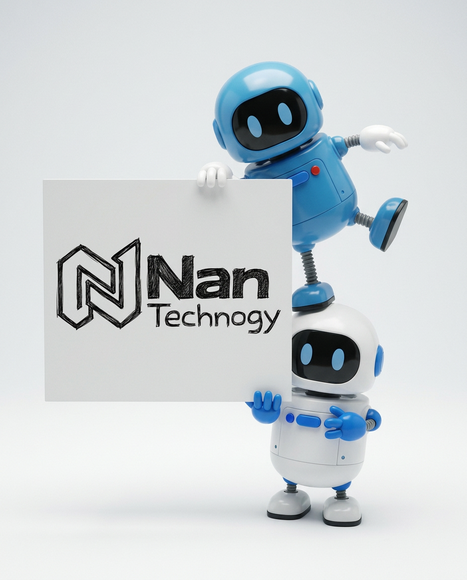 Friendly Nan Technology robots holding the original company logo